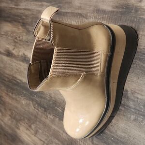 Naked Feet platform boots, tan, size 8